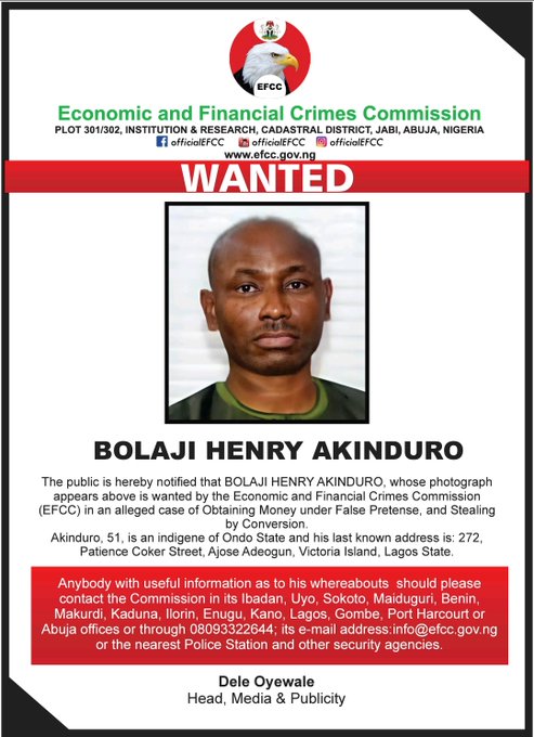 EFCC Declares Oil Mogul Bolaji Akinduro  Wanted Over Alleged Fraud